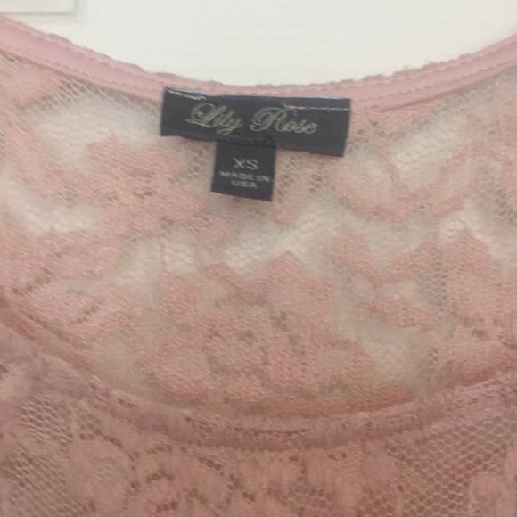 Lowest price- Lily Rose Pink Lace Top - Picture 3 of 5